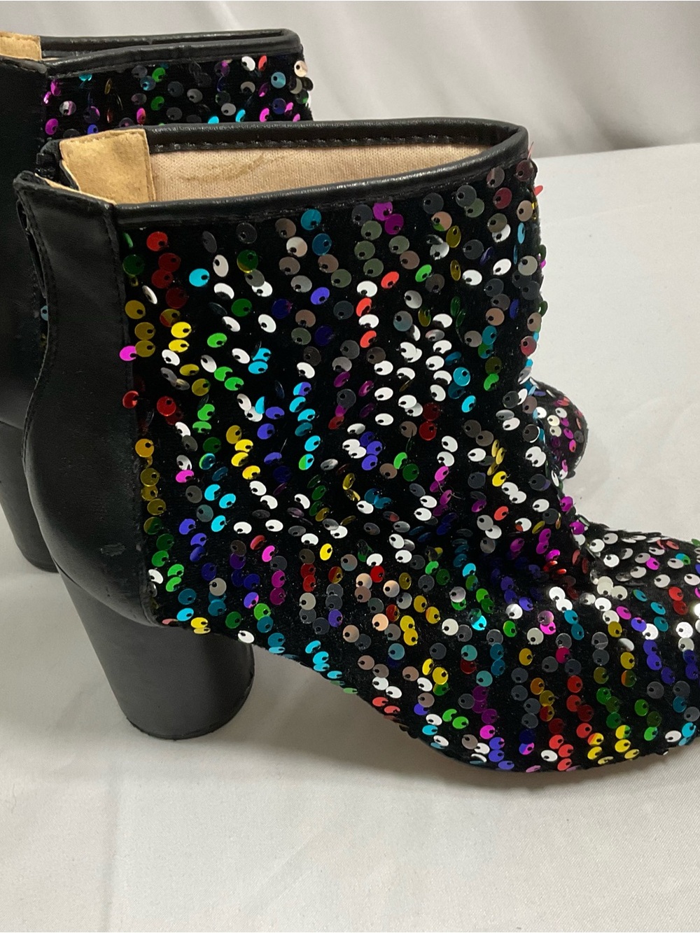 Black Sequin Ankle Boots - Women
